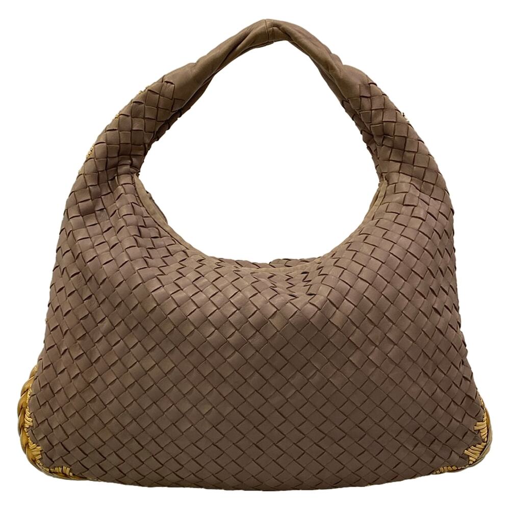 Bottega Veneta Intrecciato Handbag 172026 Purple Beige Leather Patent Leather